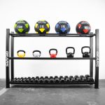 suporte expositor dumbbell kettlebell med ball